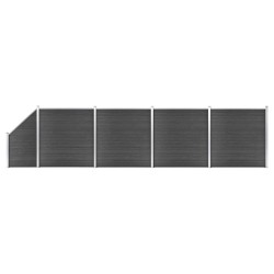 vidaXL Set de paneles de valla WPC negro 792x(105-186) cm    