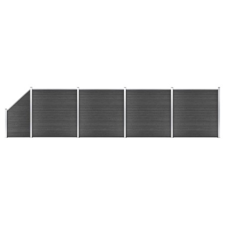 vidaXL Set de paneles de valla WPC negro 792x(105-186) cm    