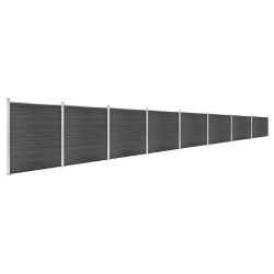 vidaXL Juego de paneles de valla WPC negro 1391x186 cm