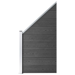 vidaXL Set de paneles de valla WPC negro 1138x(105-186) cm  
