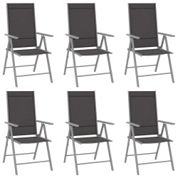vidaXL Set de comedor para jardín 7 piezas aluminio plata y negro
