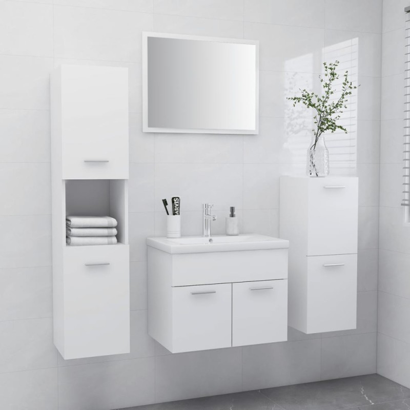 vidaXL Juego de muebles de baño madera de ingeniería blanco vidaXL Juego de muebles de baño madera de ingeniería blanco