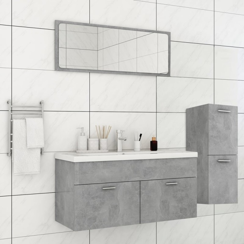 vidaXL Juego de muebles de baño madera de ingeniería gris hormigón vidaXL Juego de muebles de baño madera de ingeniería gris hormigón