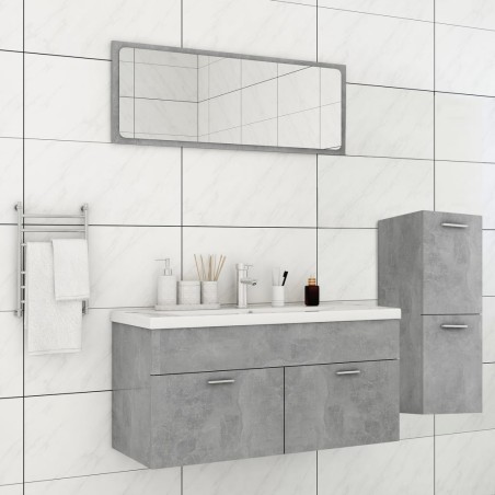vidaXL Juego de muebles de baño madera de ingeniería gris hormigón