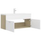 vidaXL Mueble con lavabo aglomerado blanco y roble Sonoma vidaXL Mueble con lavabo aglomerado blanco y roble Sonoma