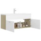 vidaXL Mueble con lavabo aglomerado blanco y roble Sonoma vidaXL Mueble con lavabo aglomerado blanco y roble Sonoma