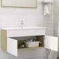 vidaXL Mueble con lavabo aglomerado blanco y roble Sonoma vidaXL Mueble con lavabo aglomerado blanco y roble Sonoma