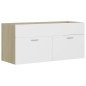 vidaXL Mueble con lavabo aglomerado blanco y roble Sonoma vidaXL Mueble con lavabo aglomerado blanco y roble Sonoma