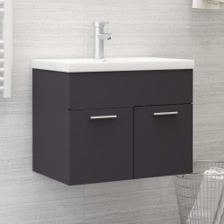 vidaXL Mueble con lavabo madera de ingeniería gris