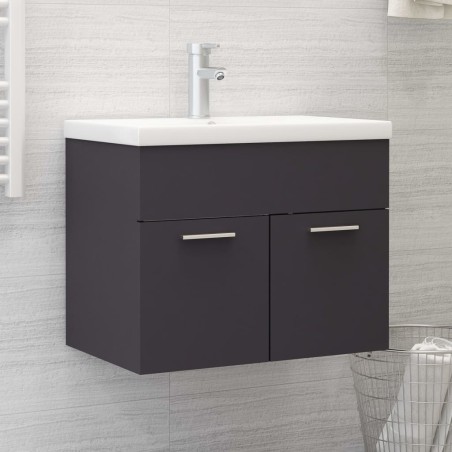 vidaXL Mueble con lavabo madera de ingeniería gris
