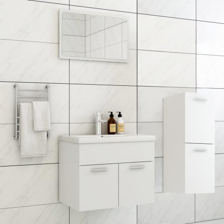 vidaXL Juego de muebles de baño madera de ingeniería blanco