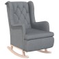 vidaXL Sillón con patas mecedoras madera maciza caucho tela gris claro vidaXL Sillón con patas mecedoras madera maciza caucho tela gris claro
