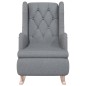 vidaXL Sillón con patas mecedoras madera maciza caucho tela gris claro vidaXL Sillón con patas mecedoras madera maciza caucho tela gris claro