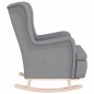 vidaXL Sillón con patas mecedoras madera maciza caucho tela gris claro vidaXL Sillón con patas mecedoras madera maciza caucho tela gris claro