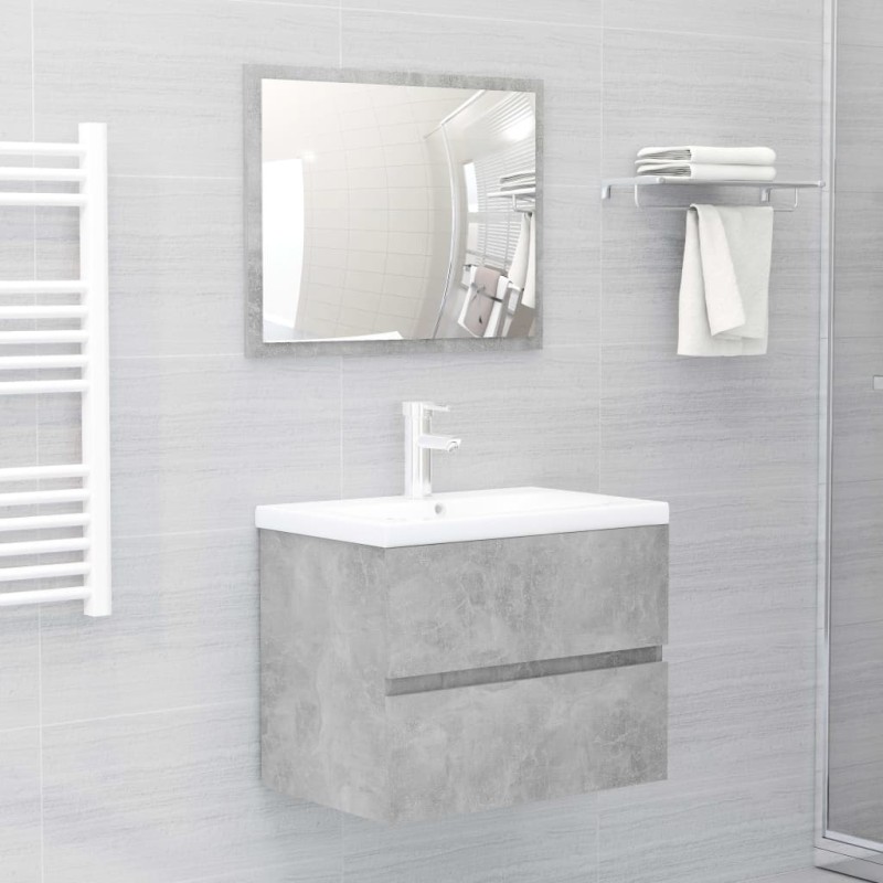 vidaXL Juego de muebles de baño madera de ingeniería gris hormigón