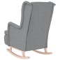 vidaXL Sillón con patas mecedoras madera maciza caucho tela gris claro vidaXL Sillón con patas mecedoras madera maciza caucho tela gris claro