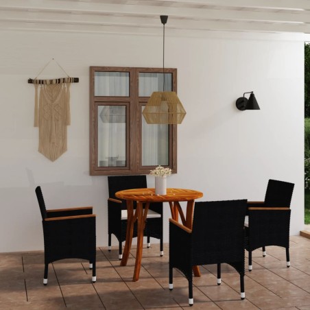 vidaXL Juego de comedor de jardín de 5 piezas negro