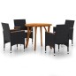 vidaXL Juego de comedor de jardín de 5 piezas negro vidaXL Juego de comedor de jardín de 5 piezas negro