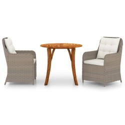 vidaXL Juego de comedor para jardín de 3 piezas marrón