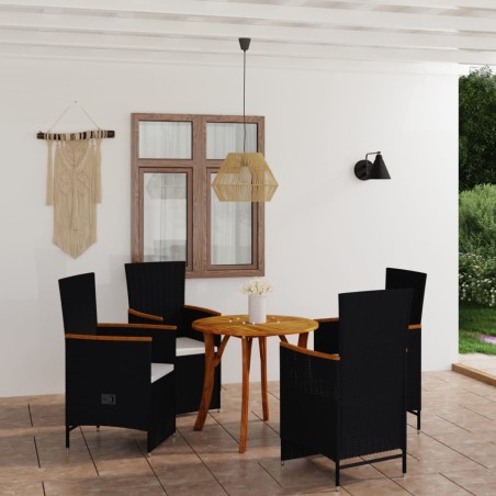 vidaXL Juego de comedor para jardín 5 piezas negro