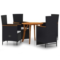 vidaXL Juego de comedor para jardín 5 piezas negro