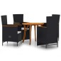 vidaXL Juego de comedor para jardín 5 piezas negro vidaXL Juego de comedor para jardín 5 piezas negro