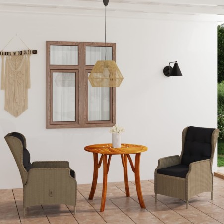 vidaXL Juego de comedor para jardín de 3 piezas marrón oscuro
