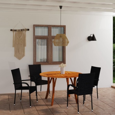 vidaXL Juego de comedor para jardín 5 piezas negro