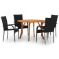 vidaXL Juego de comedor para jardín 5 piezas negro vidaXL Juego de comedor para jardín 5 piezas negro