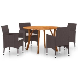 vidaXL Juego de comedor para jardín de 5 piezas marrón