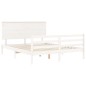 vidaXL Estructura de cama matrimonio con cabecero madera maciza blanco vidaXL Estructura de cama matrimonio con cabecero madera maciza blanco