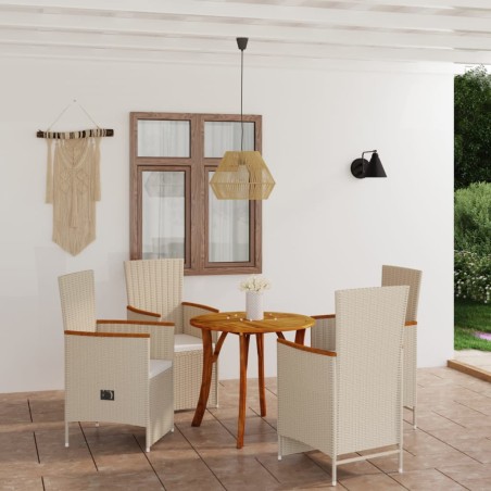vidaXL Juego de comedor para jardín 5 piezas beige