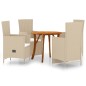 vidaXL Juego de comedor para jardín 5 piezas beige