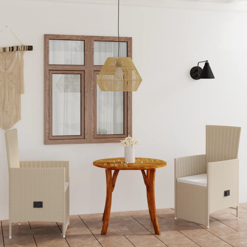 vidaXL Juego de comedor para jardín 3 piezas beige