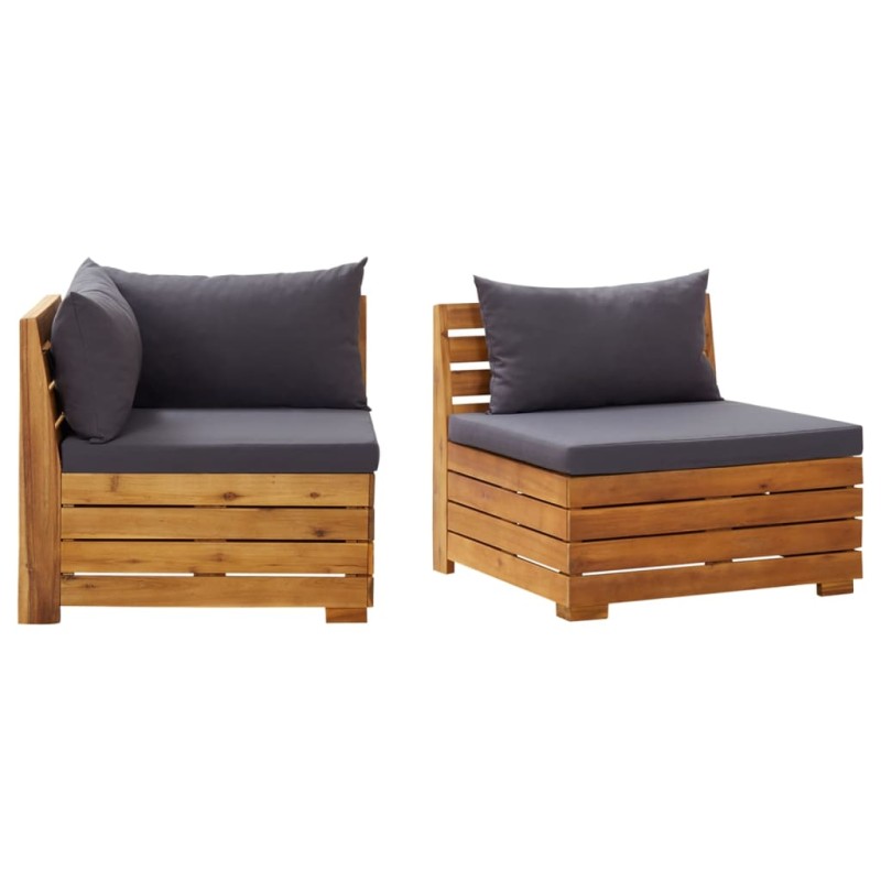vidaXL Muebles de jardín 2 piezas con cojines madera maciza de acacia vidaXL Muebles de jardín 2 piezas con cojines madera maciza de acacia