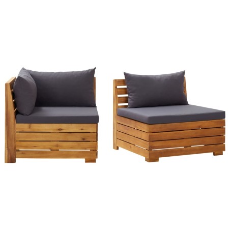 vidaXL Muebles de jardín 2 piezas con cojines madera maciza de acacia 