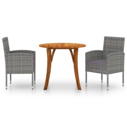 vidaXL Juego de comedor para jardín 3 piezas gris antracita