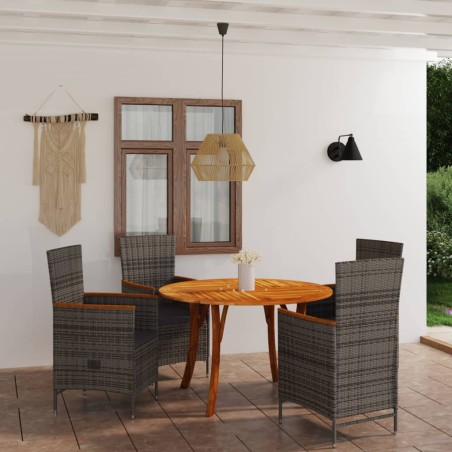 vidaXL Juego de comedor para jardín 5 piezas gris