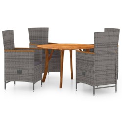 vidaXL Juego de comedor para jardín 5 piezas gris