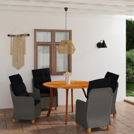 vidaXL Juego de comedor para jardín de 5 piezas gris oscuro