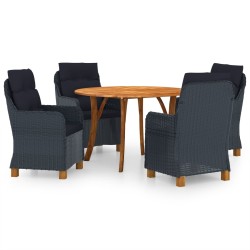 vidaXL Juego de comedor para jardín de 5 piezas gris oscuro
