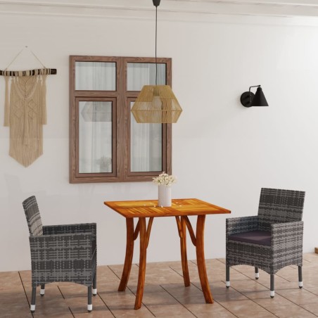 vidaXL Juego de comedor de jardín de 3 piezas gris