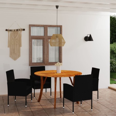 vidaXL Juego de comedor para jardín de 5 piezas negro