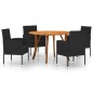 vidaXL Juego de comedor para jardín de 5 piezas negro