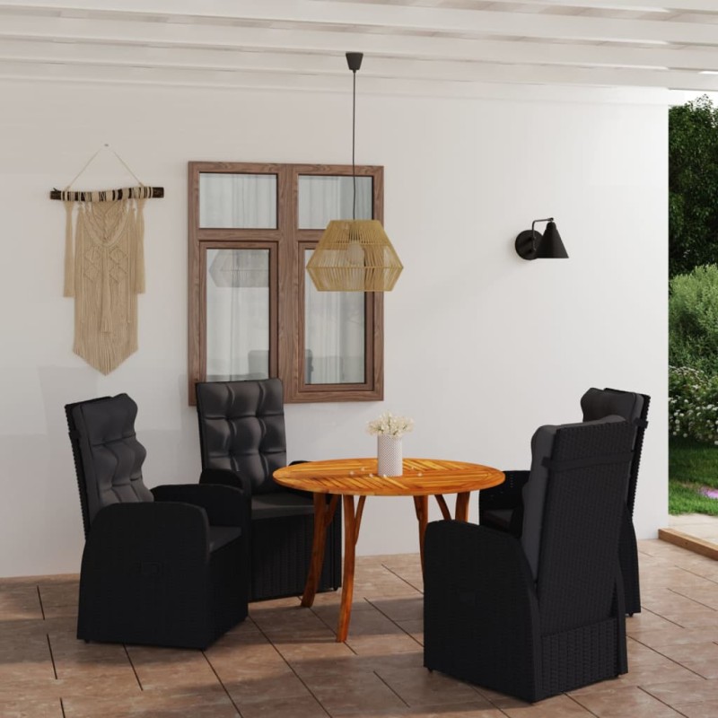 vidaXL Juego de comedor para jardín 5 piezas negro vidaXL Juego de comedor para jardín 5 piezas negro