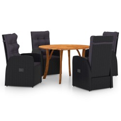 vidaXL Juego de comedor para jardín 5 piezas negro