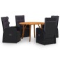 vidaXL Juego de comedor para jardín 5 piezas negro vidaXL Juego de comedor para jardín 5 piezas negro