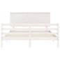 vidaXL Estructura de cama matrimonio con cabecero madera maciza blanco vidaXL Estructura de cama matrimonio con cabecero madera maciza blanco