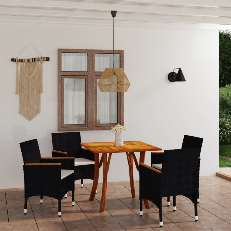 vidaXL Juego de comedor para jardín de 5 piezas negro vidaXL Juego de comedor para jardín de 5 piezas negro