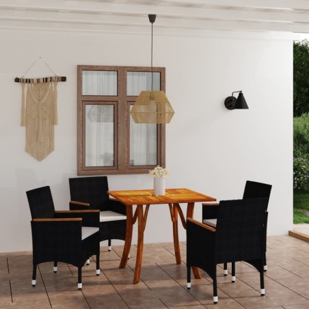 vidaXL Juego de comedor para jardín de 5 piezas negro
